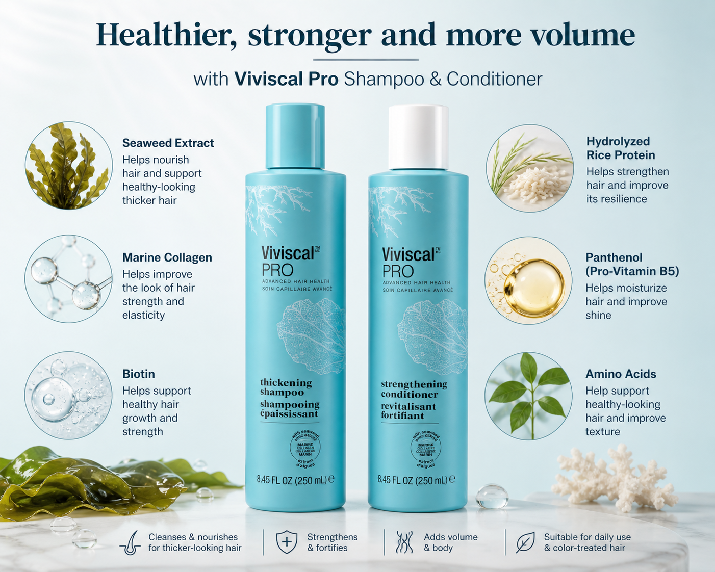 Professional Strength Hair Growth Supplement Tablets 180 Tablets & Viviscal Professional Thickening Shampoo-Researched Formula